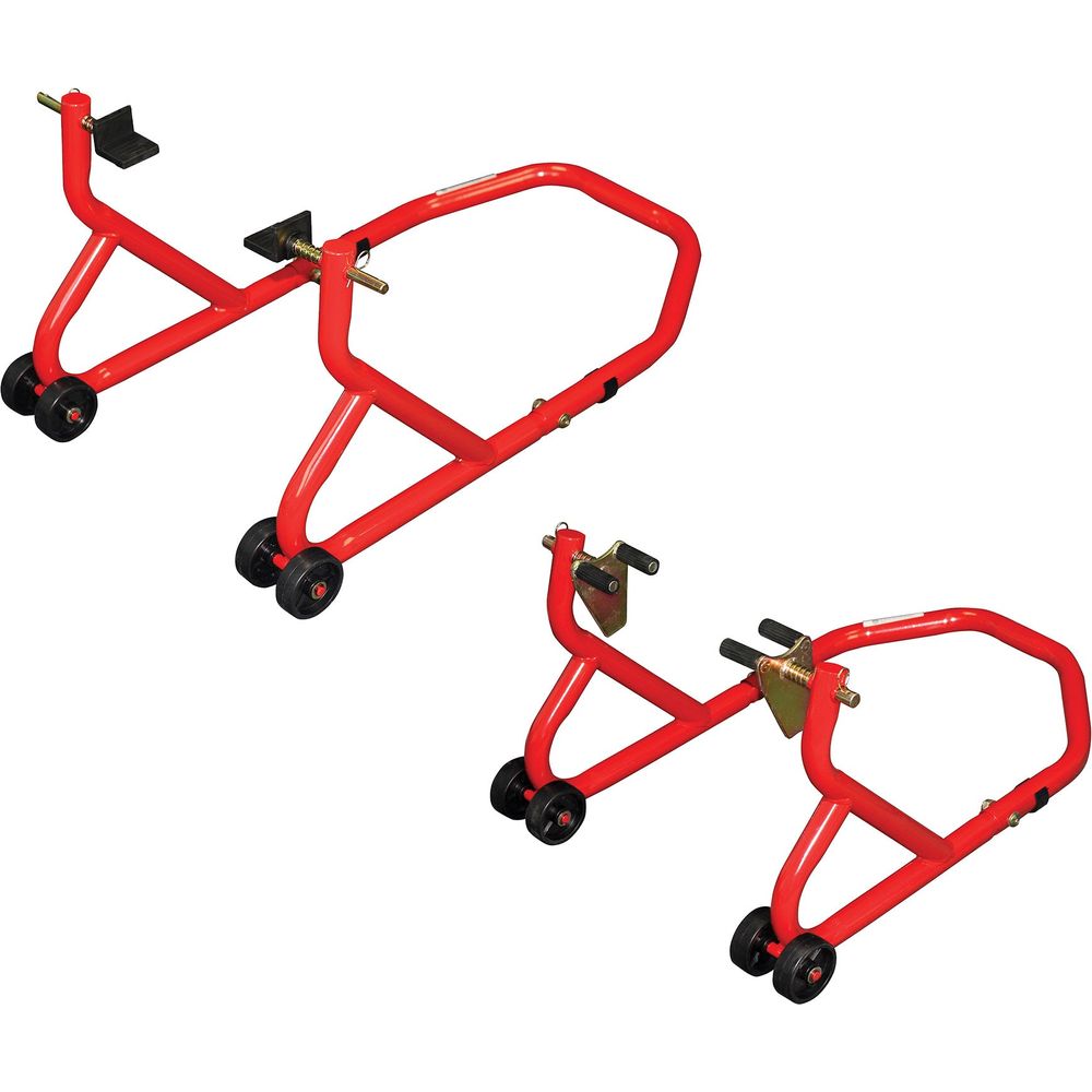 BikeTek Series 3 Front And Rear Track Paddock Stand Set Red FREE 1 YEAR Returns, FREE UK Delivery | ThrottleChimp