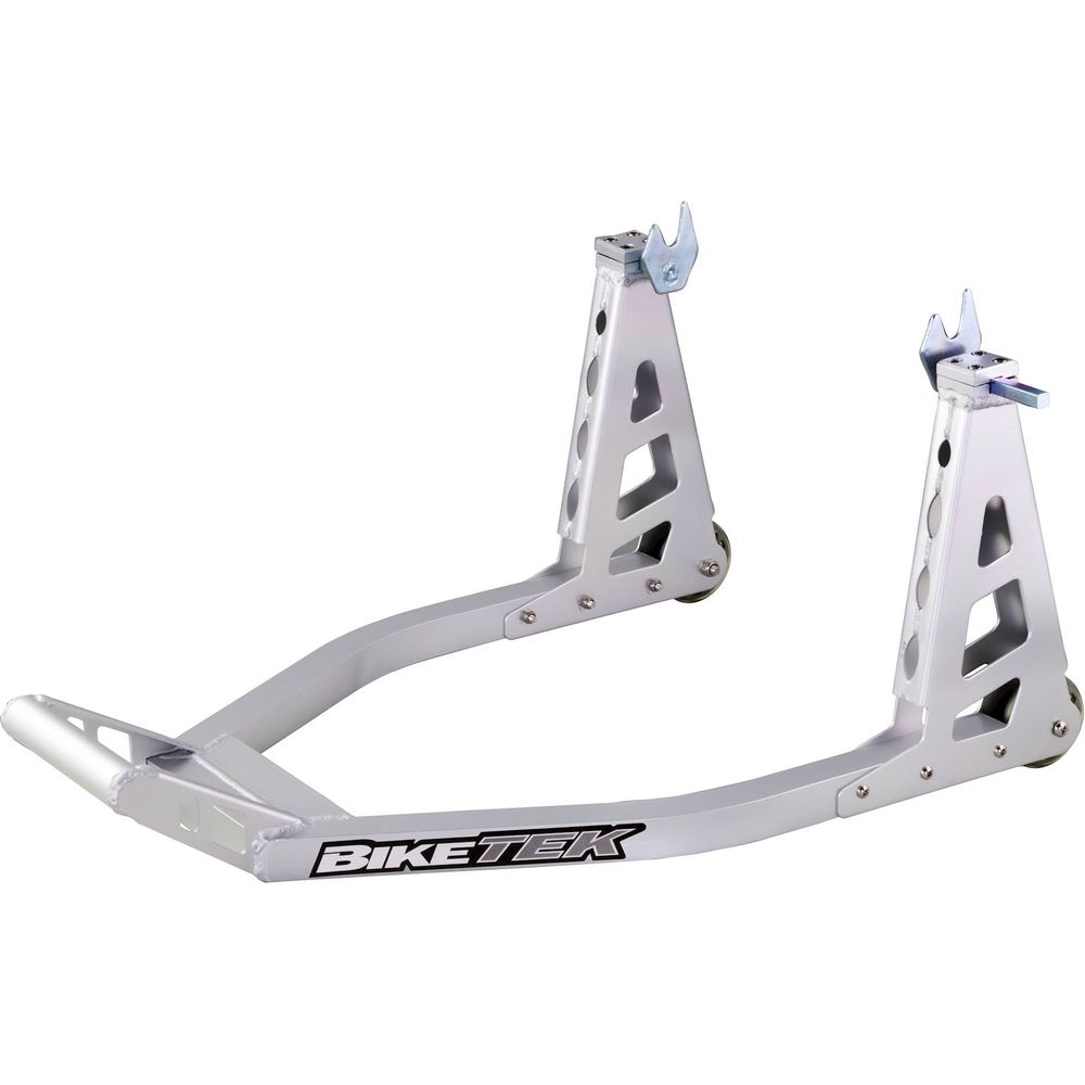 BikeTek Aluminium Box Section Rear Paddock Stand Silver FREE 1 YEAR Returns, FREE UK Delivery | ThrottleChimp
