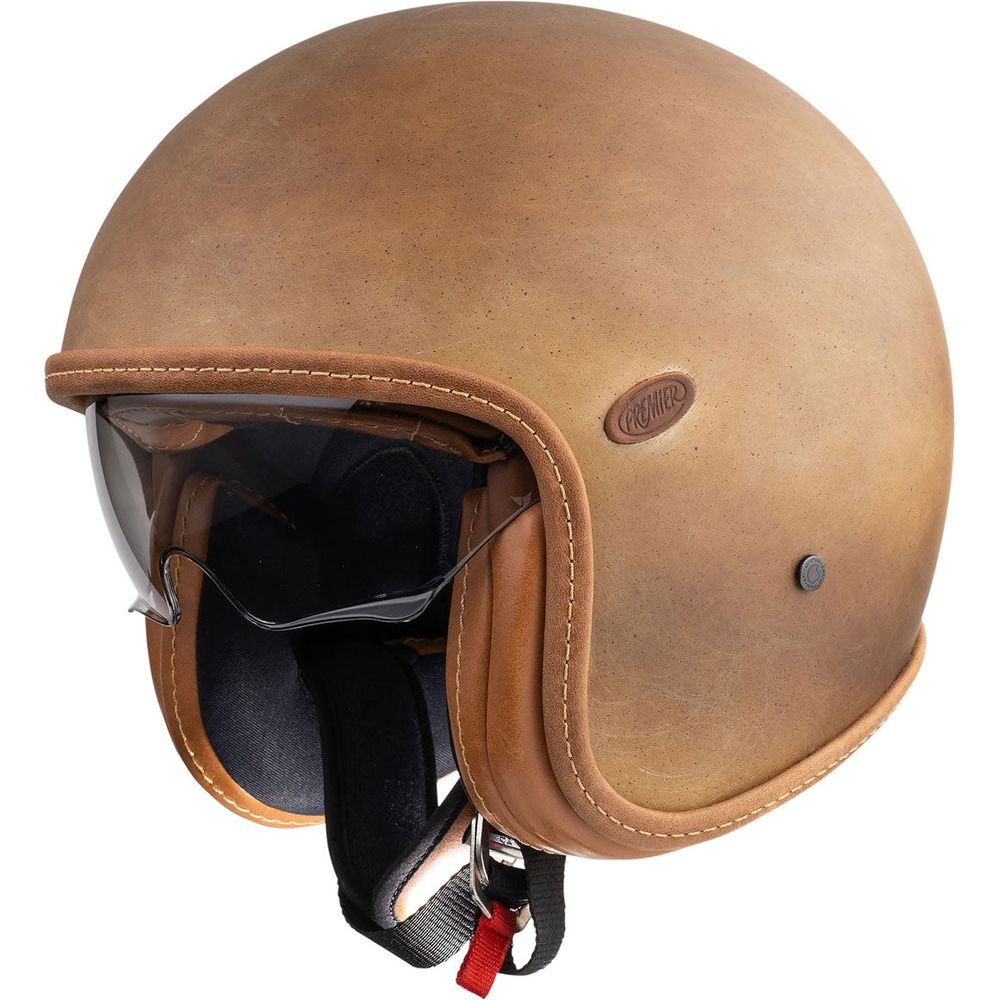 Premier Vintage Platinum Edition BOS Open Face Helmet Matt Brown FREE 1 YEAR Returns, FREE UK Delivery | ThrottleChimp