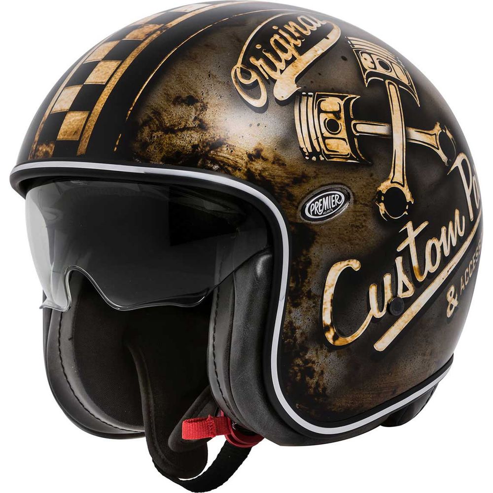 Premier Vintage OP 9 Open Face Helmet Rust / Patina FREE 1 YEAR Returns, FREE UK Delivery | ThrottleChimp