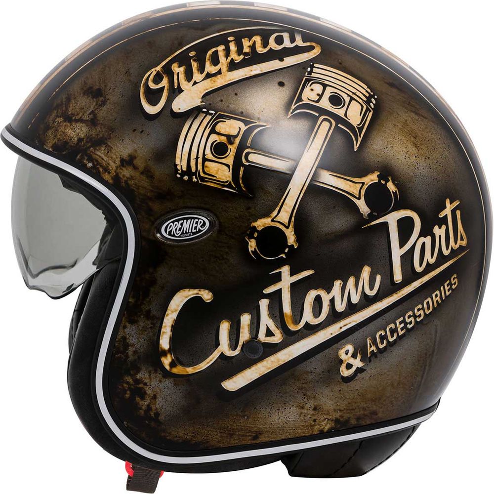 Premier Vintage OP 9 Open Face Helmet Rust / Patina FREE 1 YEAR Returns, FREE UK Delivery | ThrottleChimp