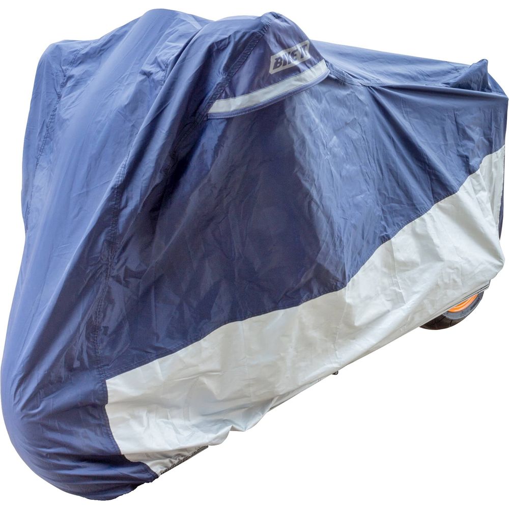 Bike It Deluxe Heavy Duty Rain Cover Medium Fits Up To 600cc Blue / Silver FREE 1 YEAR Returns, FREE UK Delivery | ThrottleChimp