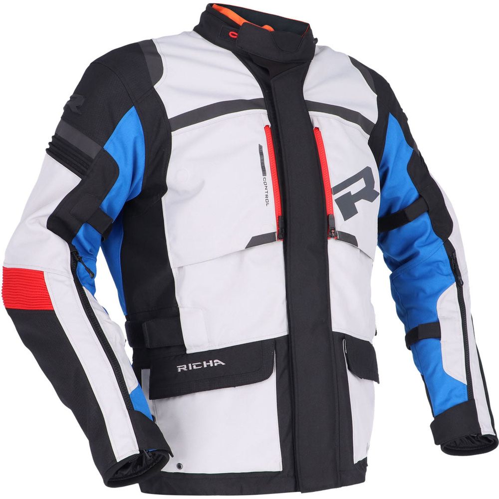 Richa Brutus Touring Gore-Tex Jacket Grey / Blue / Red FREE 1 YEAR Returns, FREE UK Delivery | ThrottleChimp