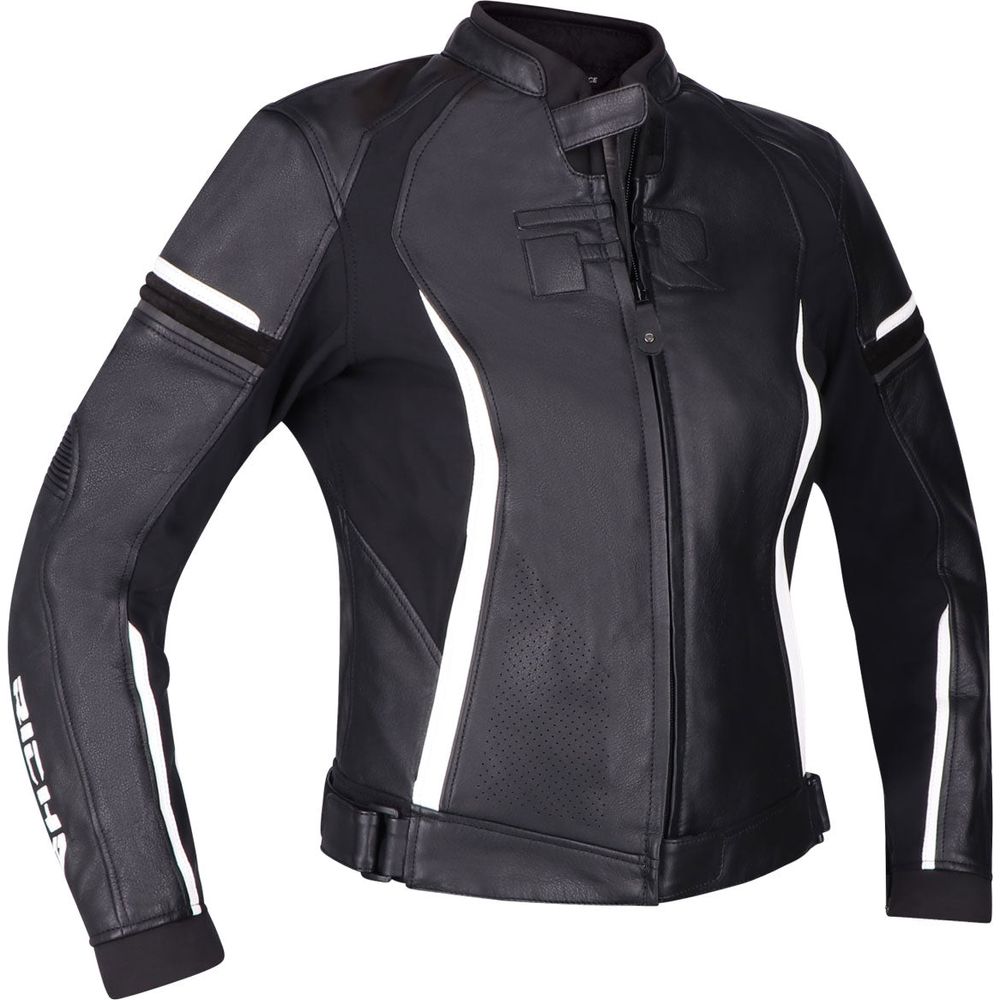 Richa Laura Ladies Leather Jacket Black / White FREE 1 YEAR Returns, FREE UK Delivery | ThrottleChimp