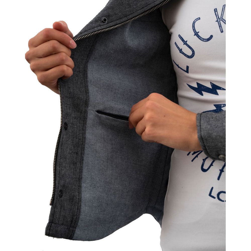 Rokker Boston Ladies Rider Shirt Grey FREE 1 YEAR Returns, FREE UK Delivery | ThrottleChimp
