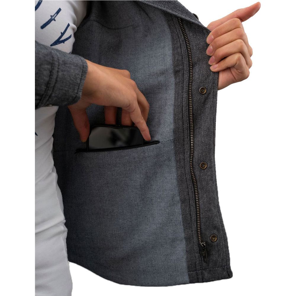Rokker Boston Ladies Rider Shirt Grey FREE 1 YEAR Returns, FREE UK Delivery | ThrottleChimp