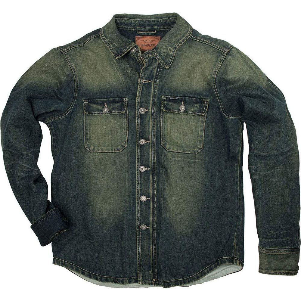 Rokker Denim Rider Shirt Green FREE 1 YEAR Returns, FREE UK Delivery | ThrottleChimp