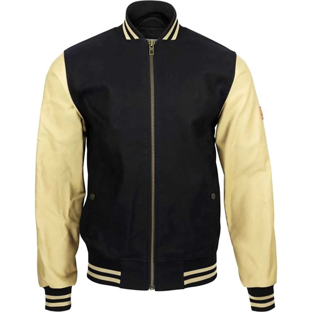 Rokker College Textile Jacket Navy Blue / Cream FREE 1 YEAR Returns, FREE UK Delivery | ThrottleChimp