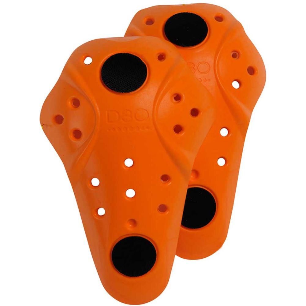 Rokker D3O Armor Velcro Knee Protectors Orange / Black FREE 1 YEAR Returns, FREE UK Delivery | ThrottleChimp