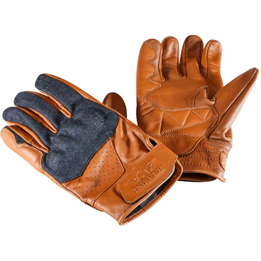 Rokker Denim Leather Gloves Brown FREE 1 YEAR Returns, FREE UK Delivery | ThrottleChimp