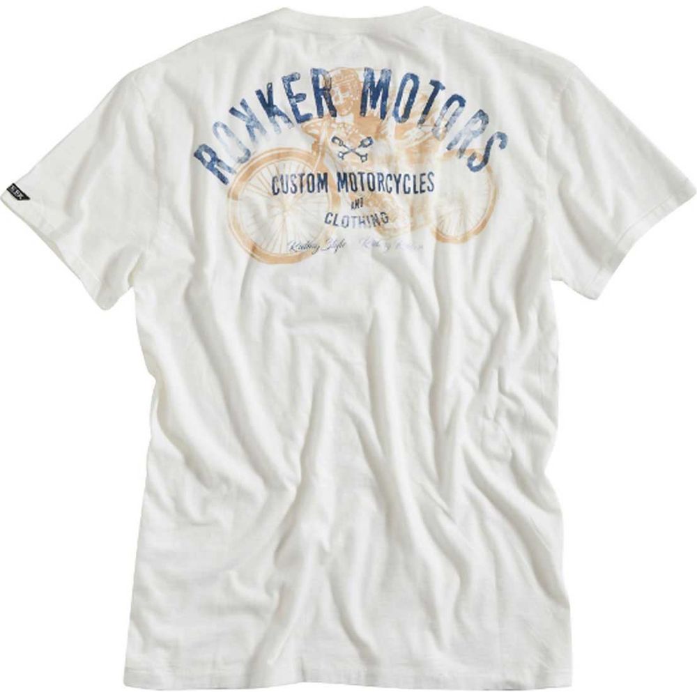 Rokker Motors T-Shirt Vintage White FREE 1 YEAR Returns, FREE UK Delivery | ThrottleChimp