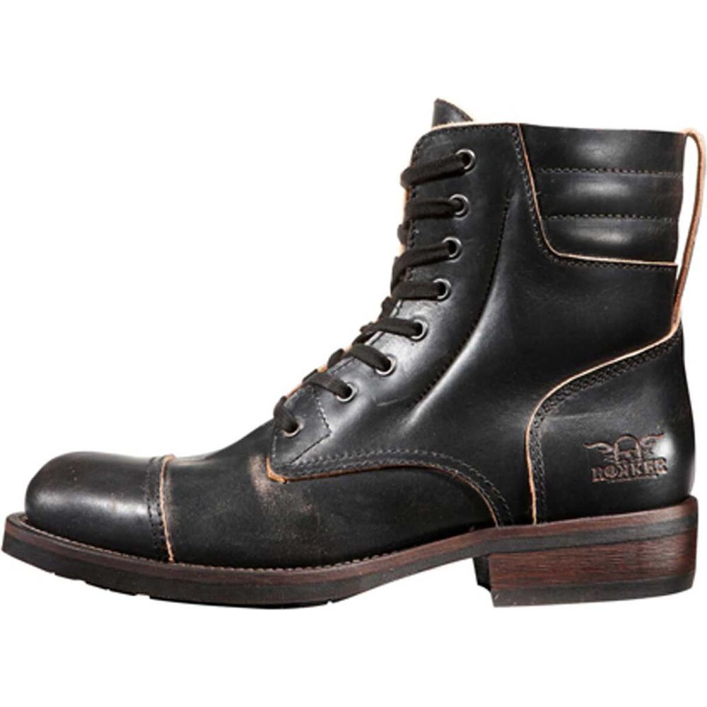 Rokker Urban Racer Leather Boots Black FREE 1 YEAR Returns, FREE UK Delivery | ThrottleChimp