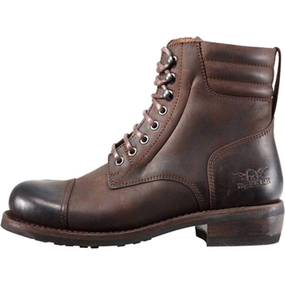 Rokker Urban Racer Leather Boots Dark Brown FREE 1 YEAR Returns, FREE UK Delivery | ThrottleChimp