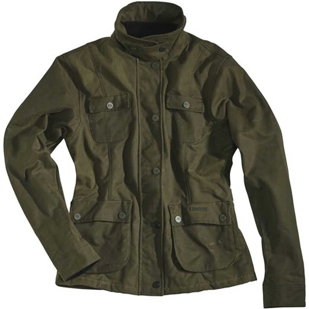 Rokker Ladies Wax Cotton Jacket Green FREE 1 YEAR Returns, FREE UK Delivery | ThrottleChimp