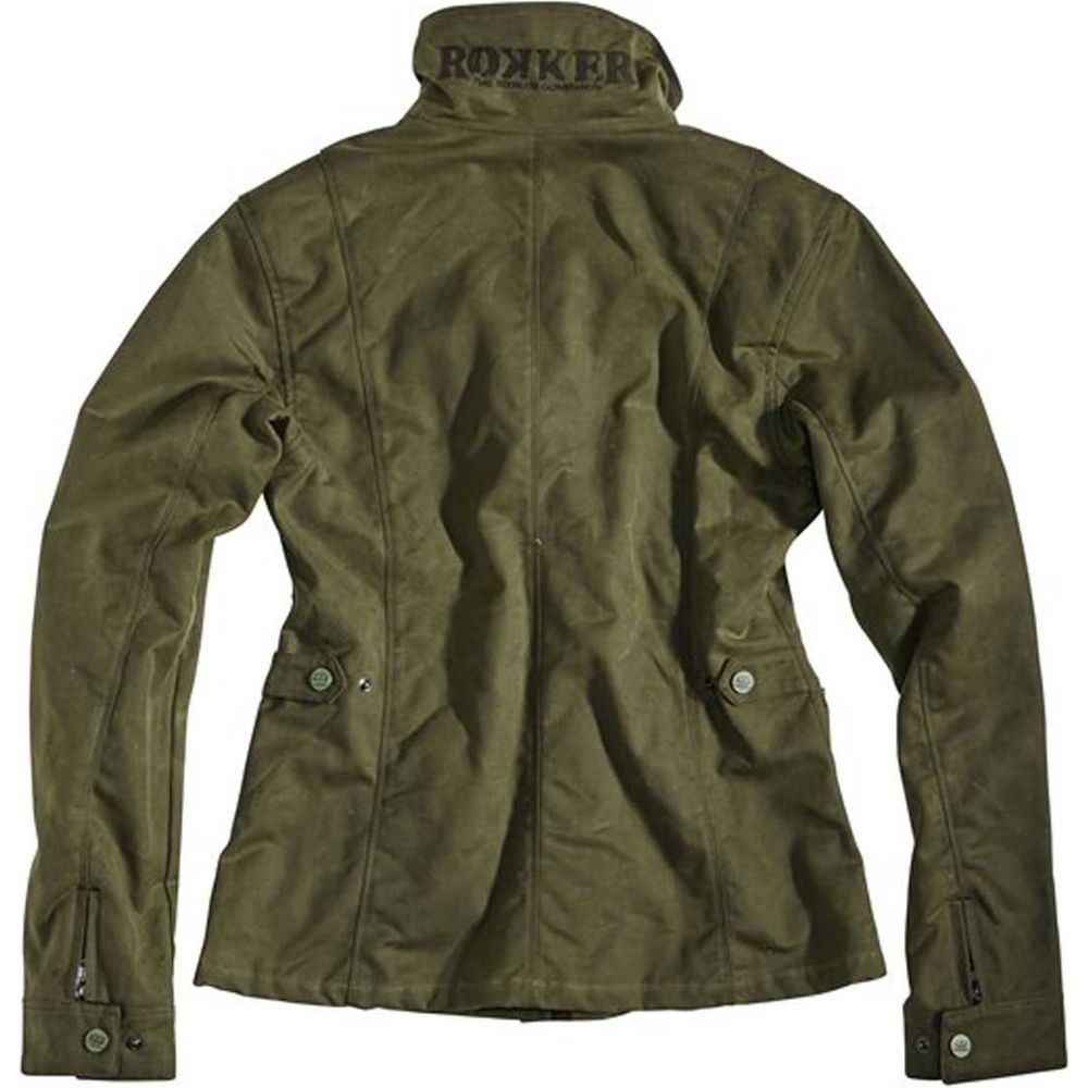 Rokker Ladies Wax Cotton Jacket Green FREE 1 YEAR Returns, FREE UK Delivery | ThrottleChimp