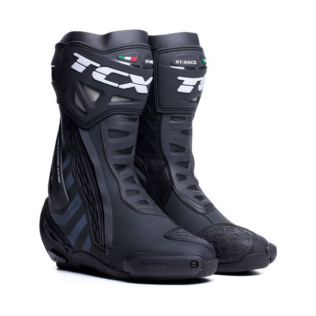 TCX RT Race Boots Black / Dark Grey FREE 1 YEAR Returns, FREE UK Delivery | ThrottleChimp