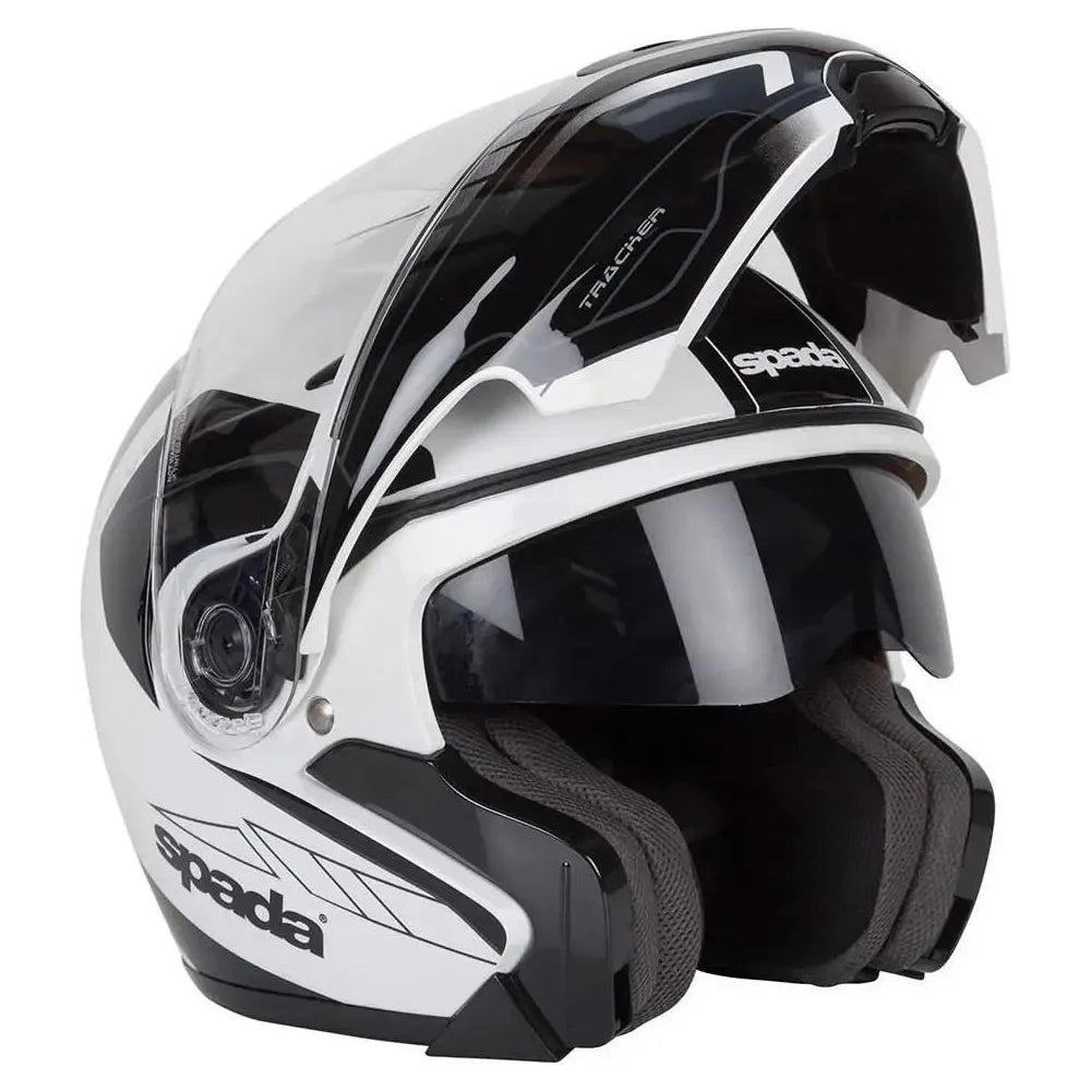 Spada Reveal Tracker Flip-Up Helmet White / Black FREE 1 YEAR Returns, FREE UK Delivery | ThrottleChimp