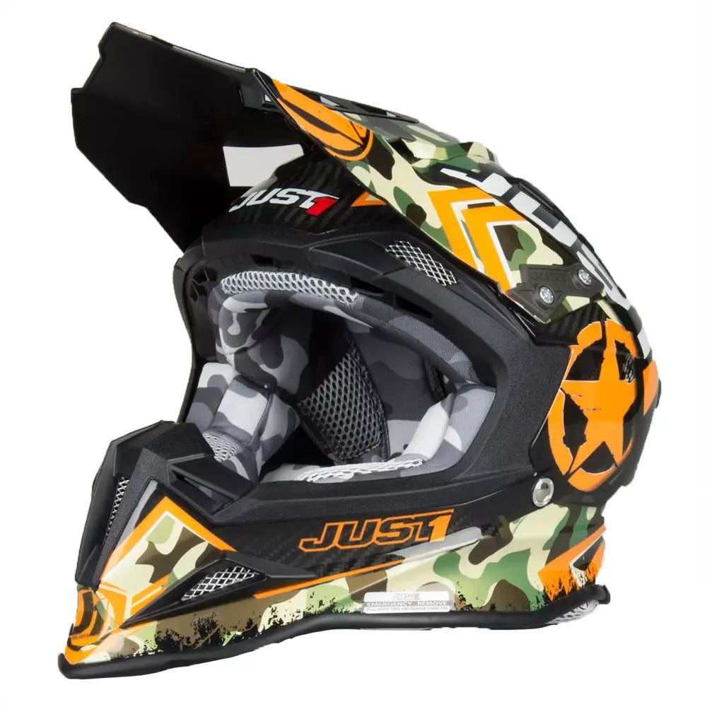 Just1 J12 Carbon MX Helmet Kombat Orange FREE 1 YEAR Returns, FREE UK Delivery | ThrottleChimp