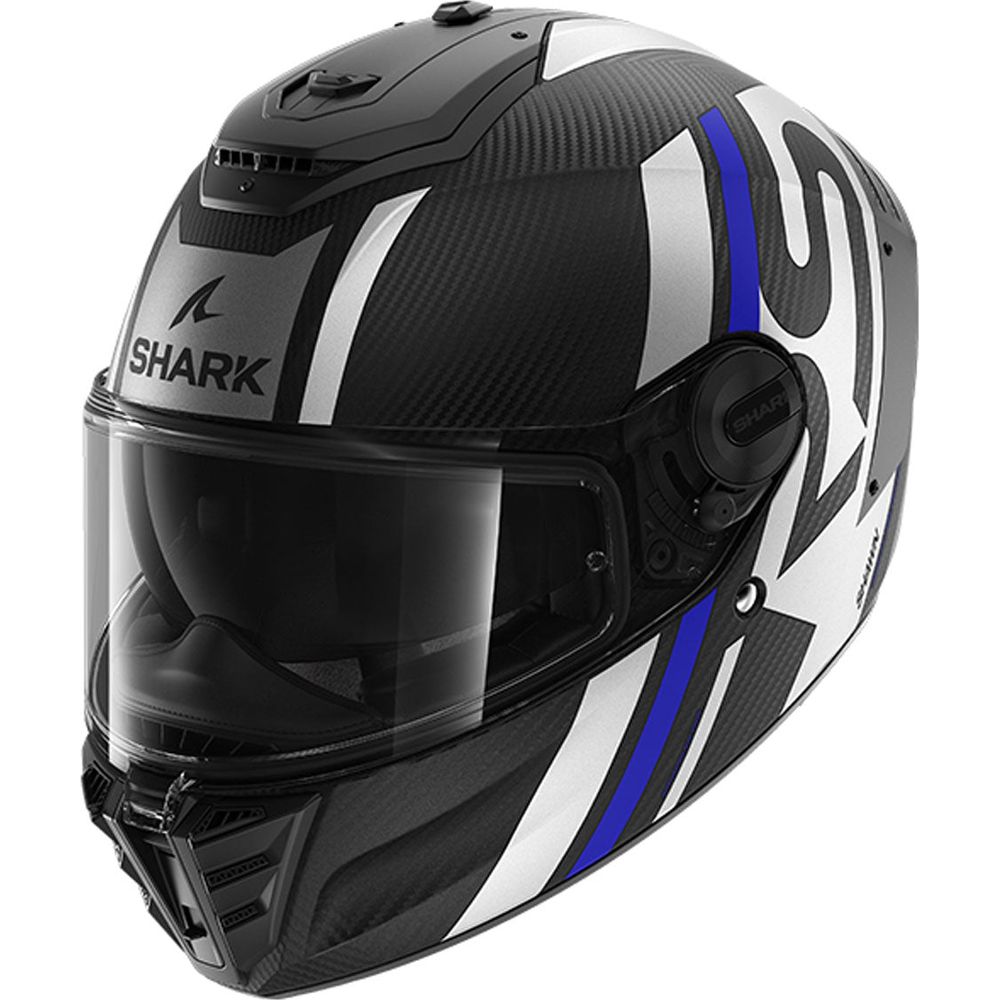 Shark Spartan RS Carbon Full Face Helmet Shawn Carbon / Blue / Silver FREE 1 YEAR Returns, FREE UK Delivery | ThrottleChimp