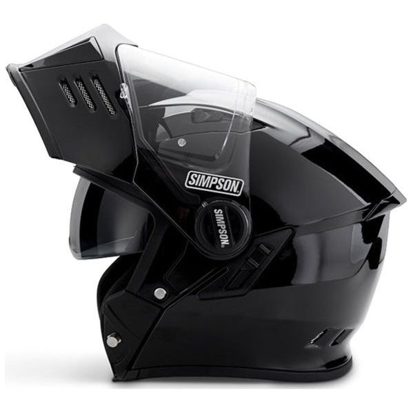 Simpson Darksome Solid ECE 22.06 Flip-Up Helmet Black FREE 1 YEAR Returns, FREE UK Delivery | ThrottleChimp