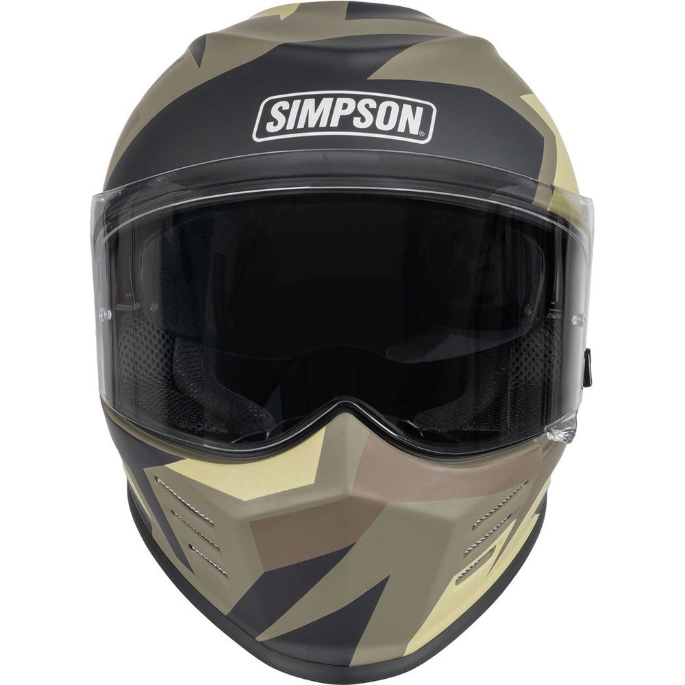 Simpson Venom Comanche ECE 22.06 Full Face Helmet Green / Brown FREE 1 YEAR Returns, FREE UK Delivery | ThrottleChimp
