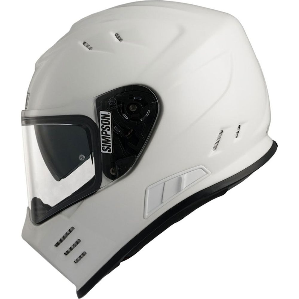 Simpson Venom Solid ECE 22.06 Full Face Helmet Gloss White FREE 1 YEAR Returns, FREE UK Delivery | ThrottleChimp