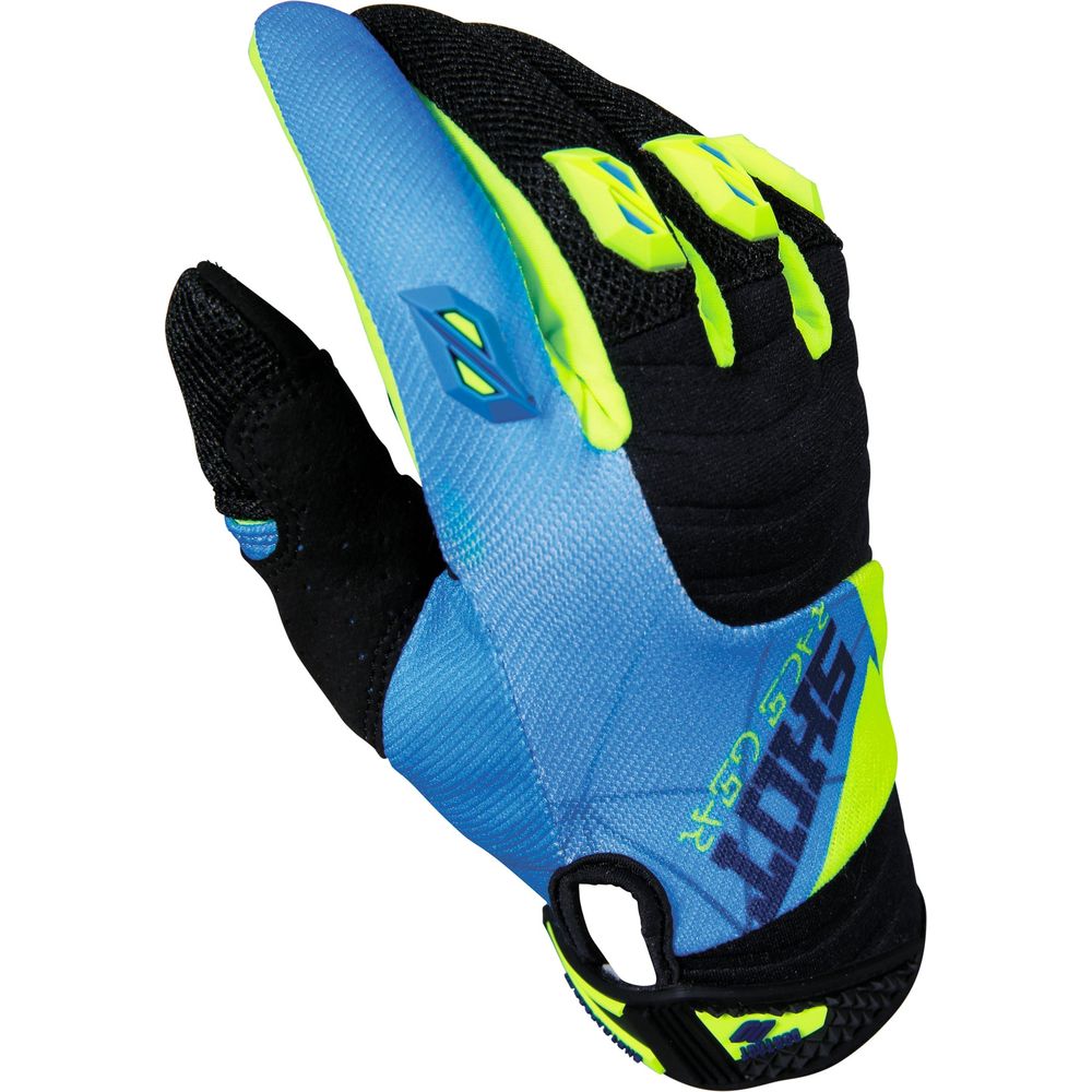 Shot Contact Gloves Infinite Blue / Neon Yellow FREE 1 YEAR Returns, FREE UK Delivery | ThrottleChimp