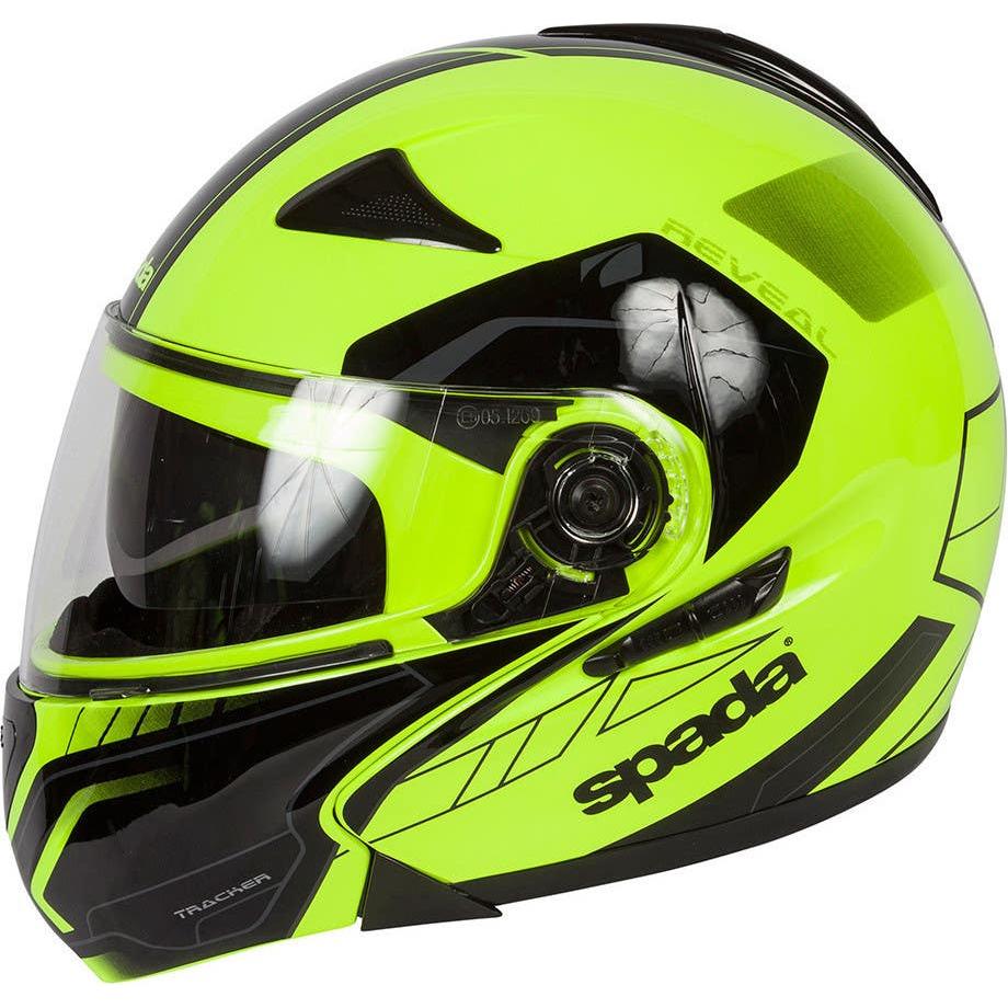 Spada Reveal Tracker Flip-Up Helmet Black / Fluo Yellow FREE 1 YEAR Returns, FREE UK Delivery | ThrottleChimp