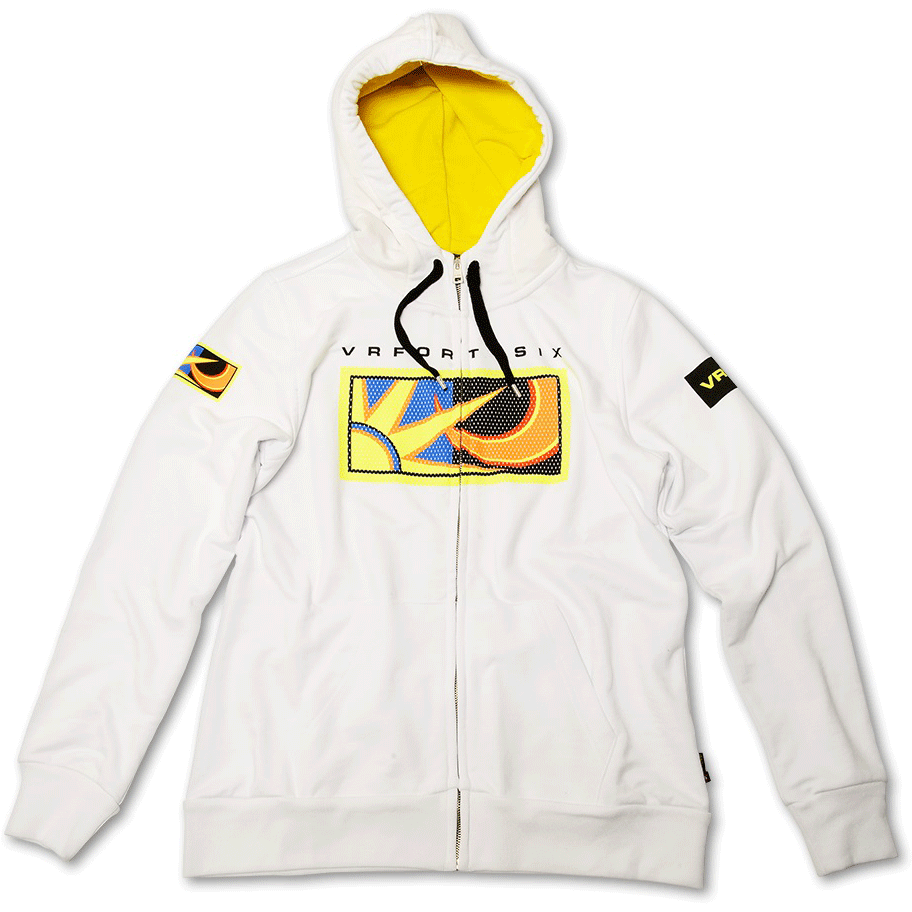 VR46 Rossi 46 Ladies Zip Fleece Hoodie White FREE 1 YEAR Returns, FREE UK Delivery | ThrottleChimp