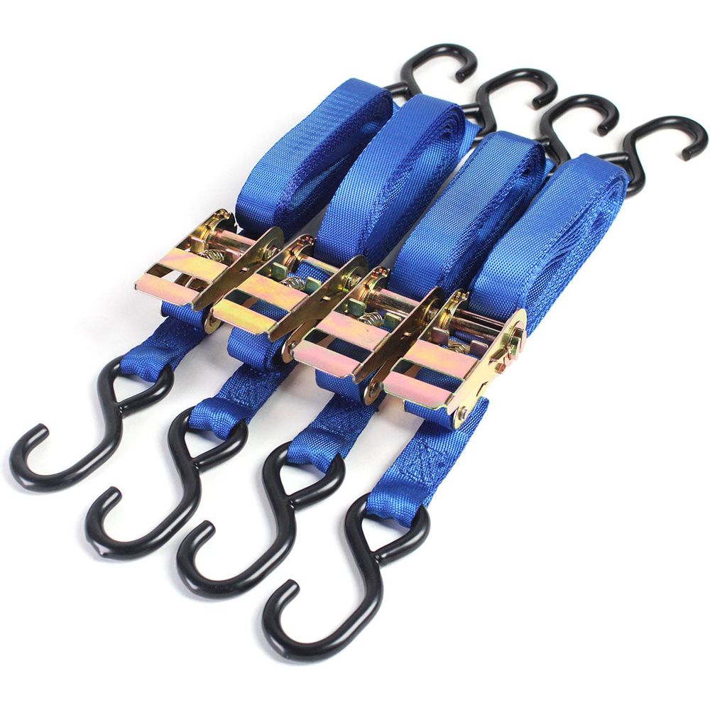 Bike It 4 Piece Ratchet Tiedown Blue FREE 1 YEAR Returns, FREE UK Delivery | ThrottleChimp