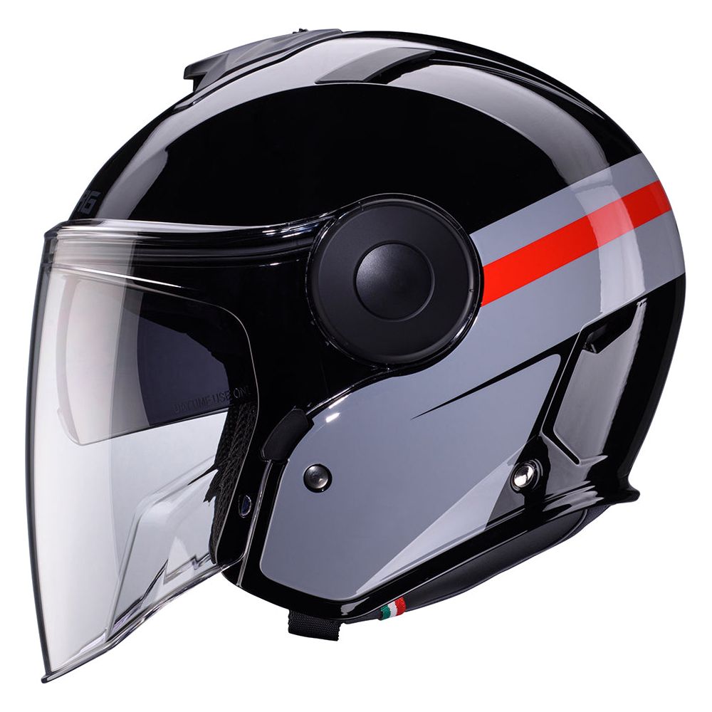 Caberg Soho Open Face Helmet Zephir Black / Grey / Red FREE 1 YEAR Returns, FREE UK Delivery | ThrottleChimp