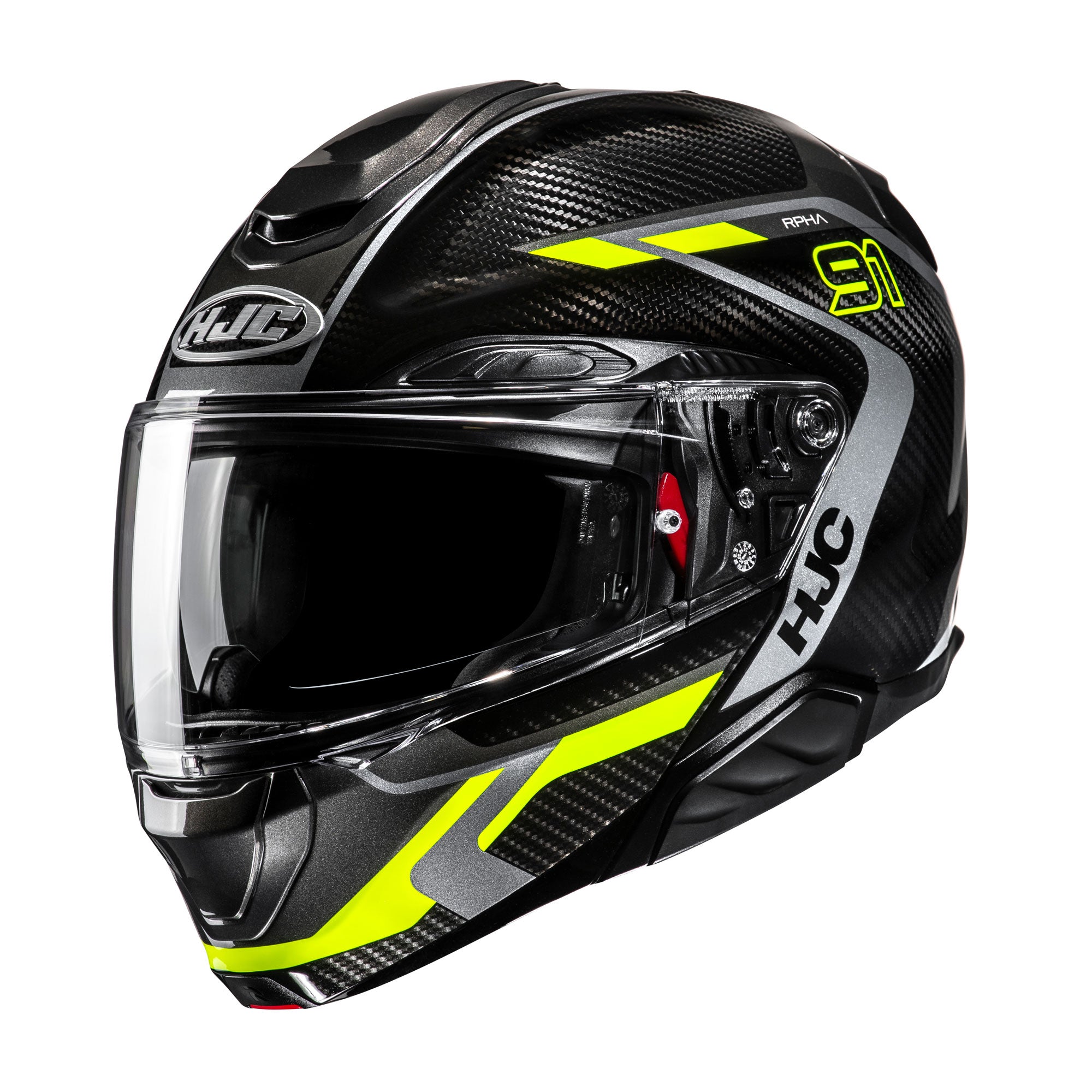 HJC RPHA 91 Carbon Lagos Flip-Up Helmet MC3H Yellow FREE 1 YEAR Returns, FREE UK Delivery | ThrottleChimp