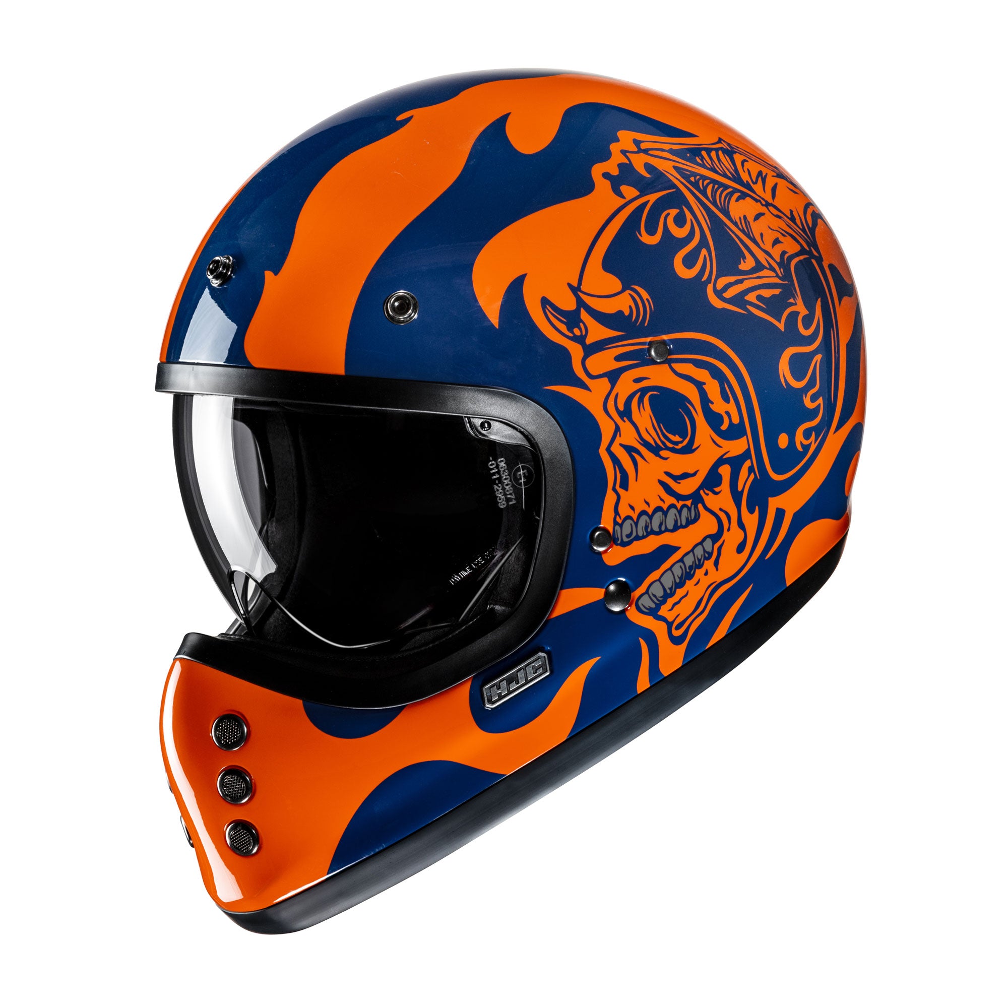 HJC V60 Flame Full Face Helmet MC27 Blue / Orange FREE 1 YEAR Returns, FREE UK Delivery | ThrottleChimp