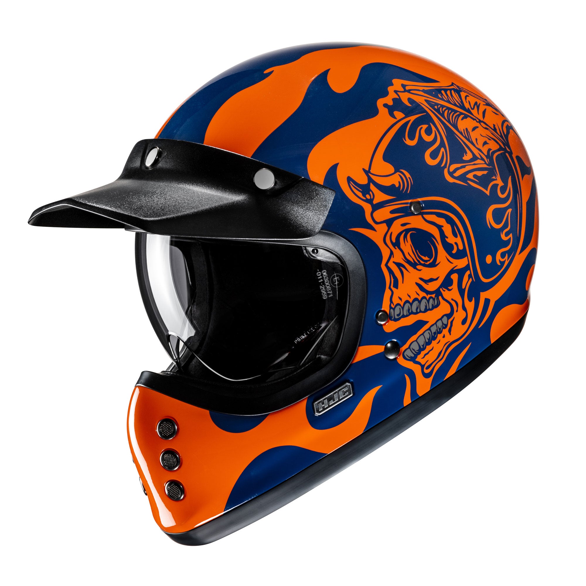 HJC V60 Flame Full Face Helmet MC27 Blue / Orange FREE 1 YEAR Returns, FREE UK Delivery | ThrottleChimp